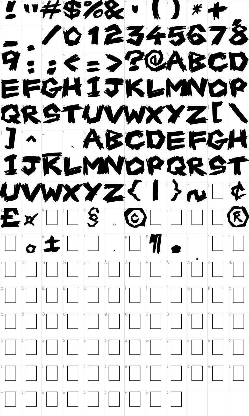 Scrapbook Scribblersfont character map