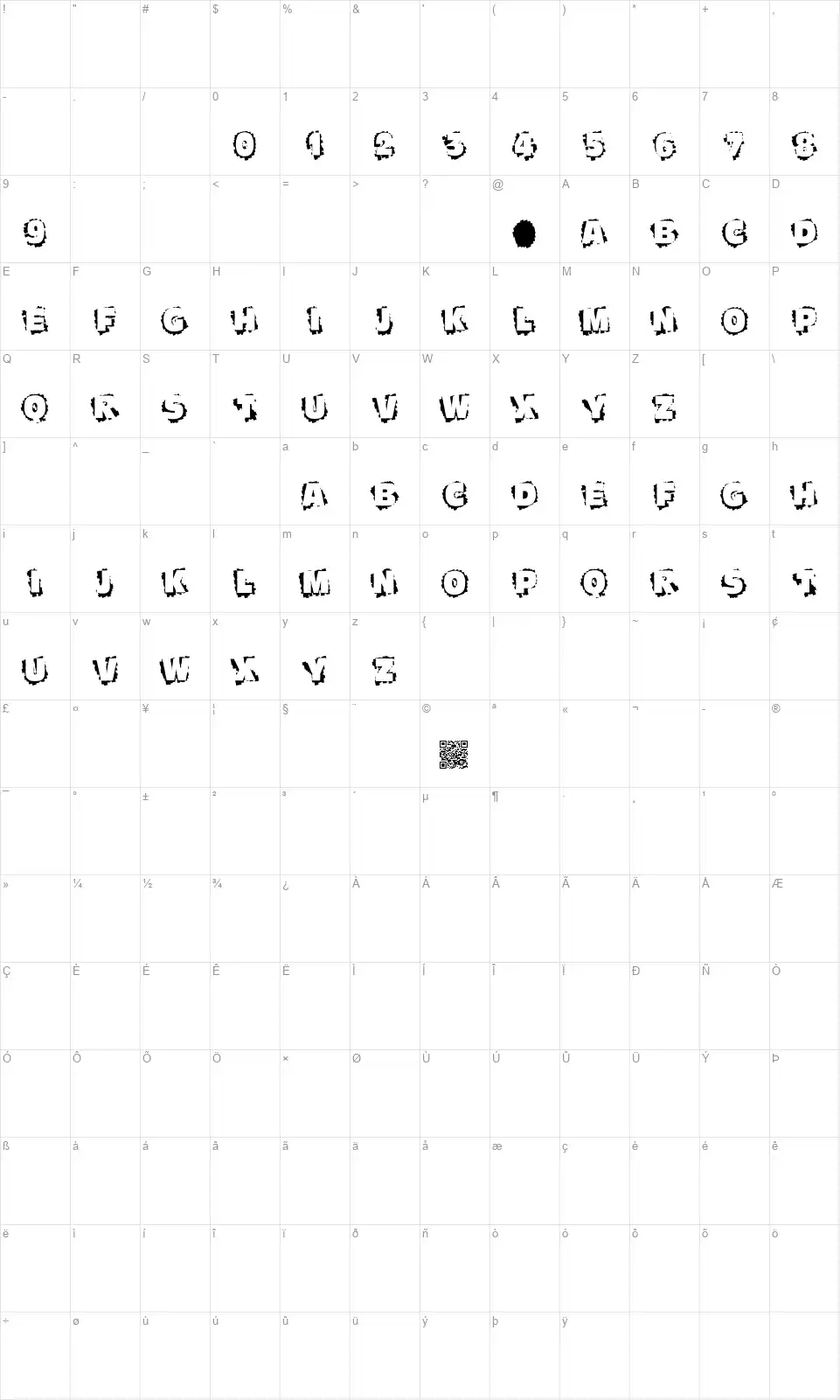 Scratch To Revealfont character map