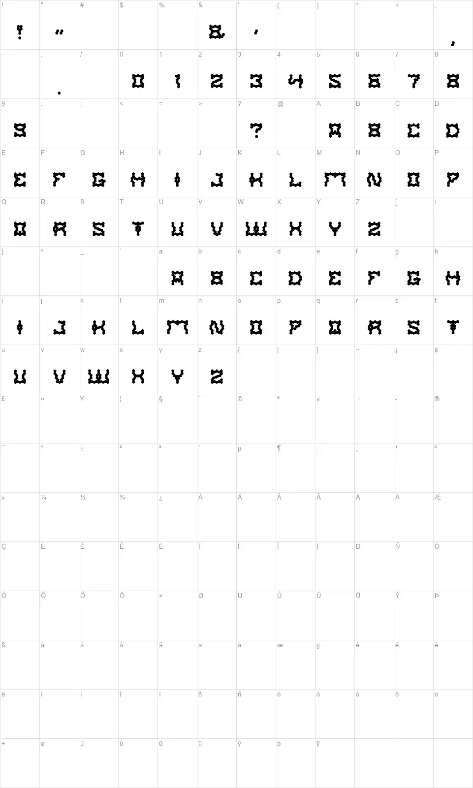 Shake It Offfont character map
