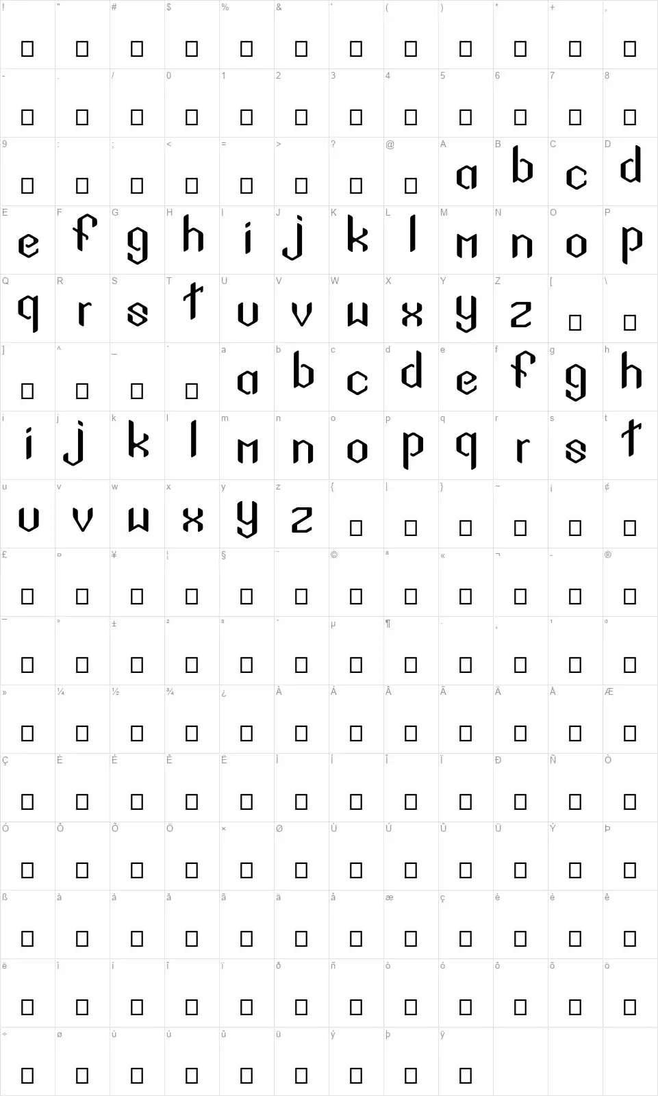 Sigil Sansfont character map