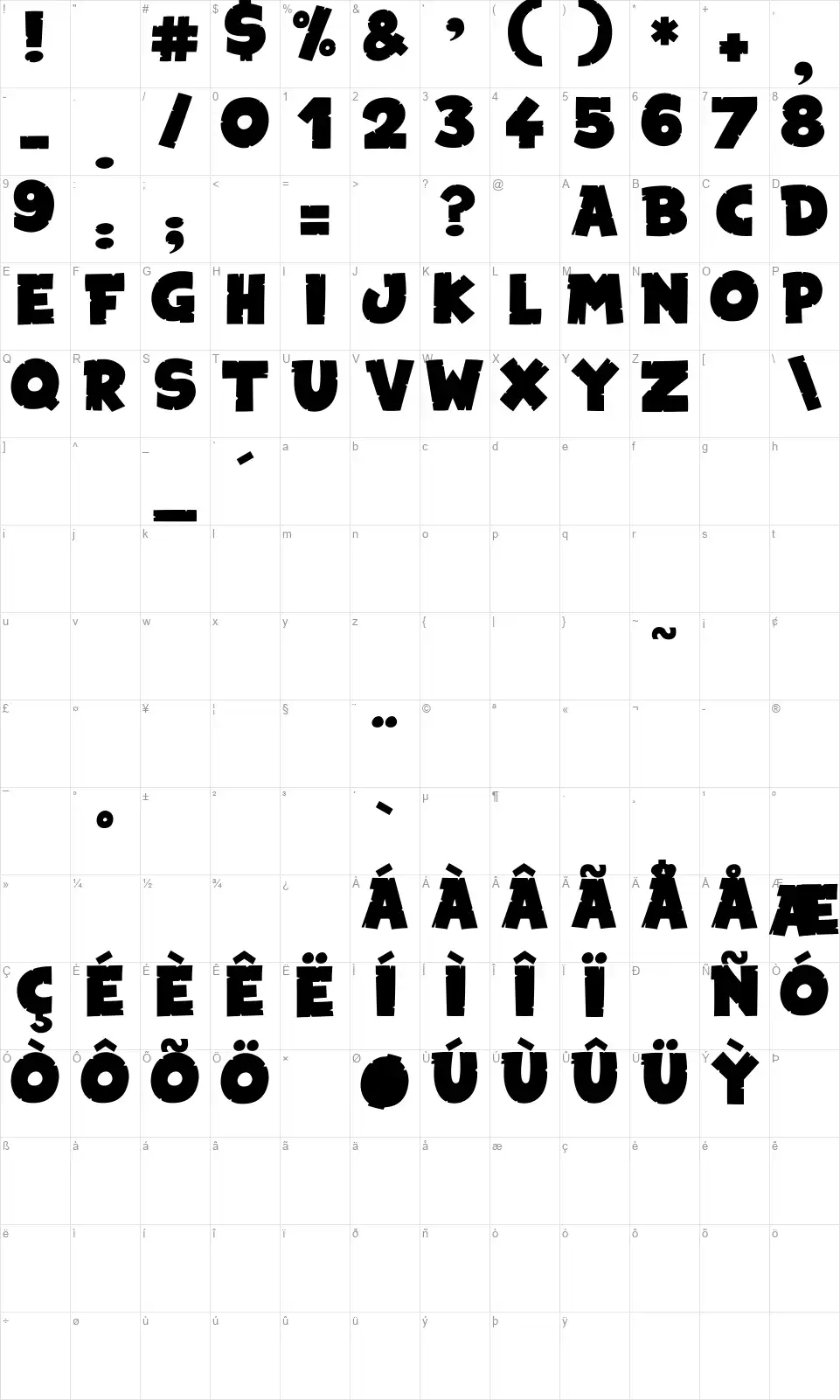 Snake in the Bootfont character map