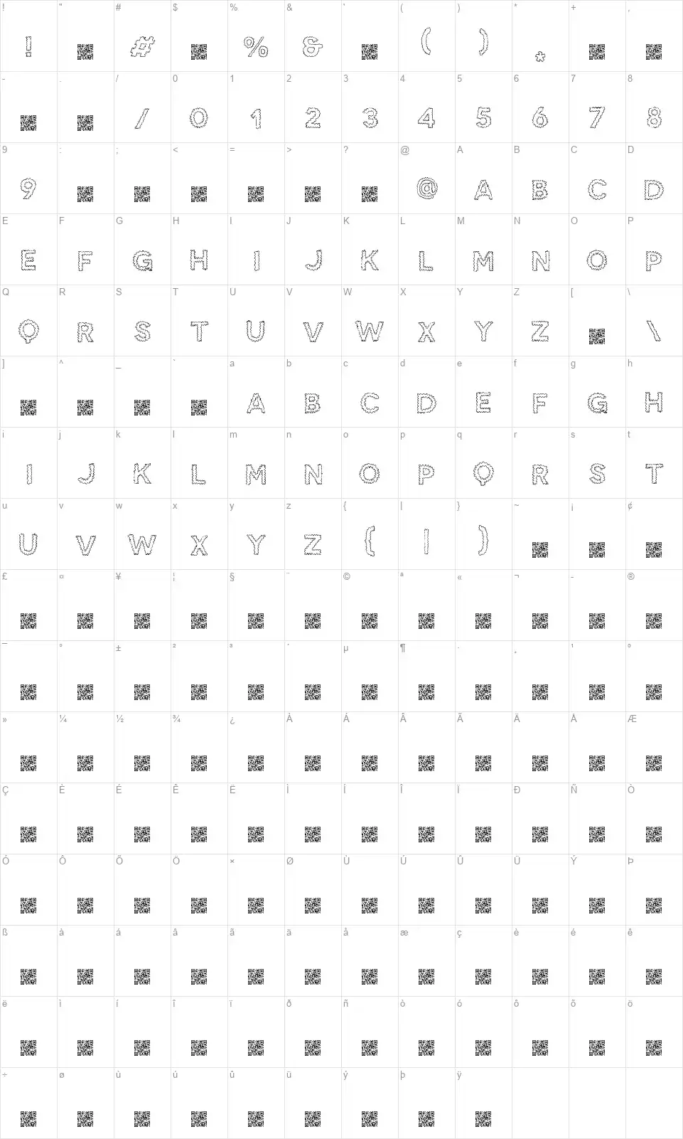 SnakeBitefont character map