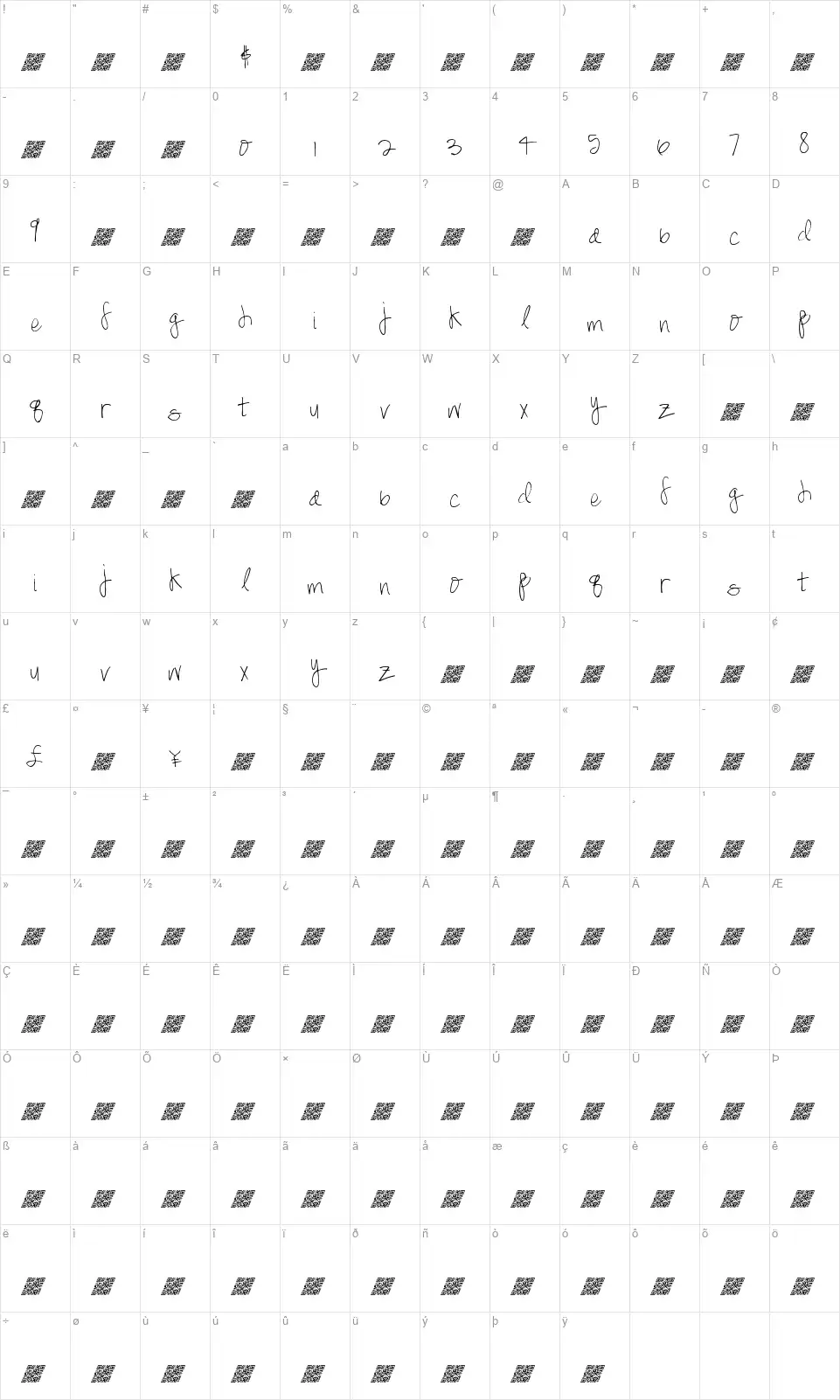 Spring Daisyfont character map