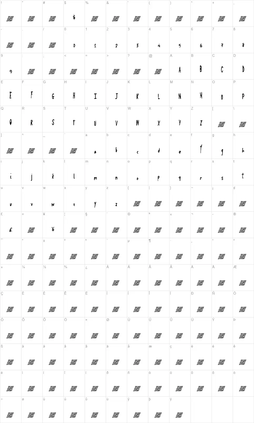 Spring Fruitfont character map