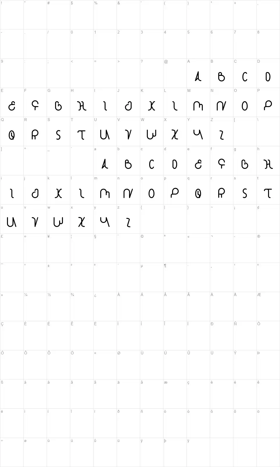 Star Constellationfont character map