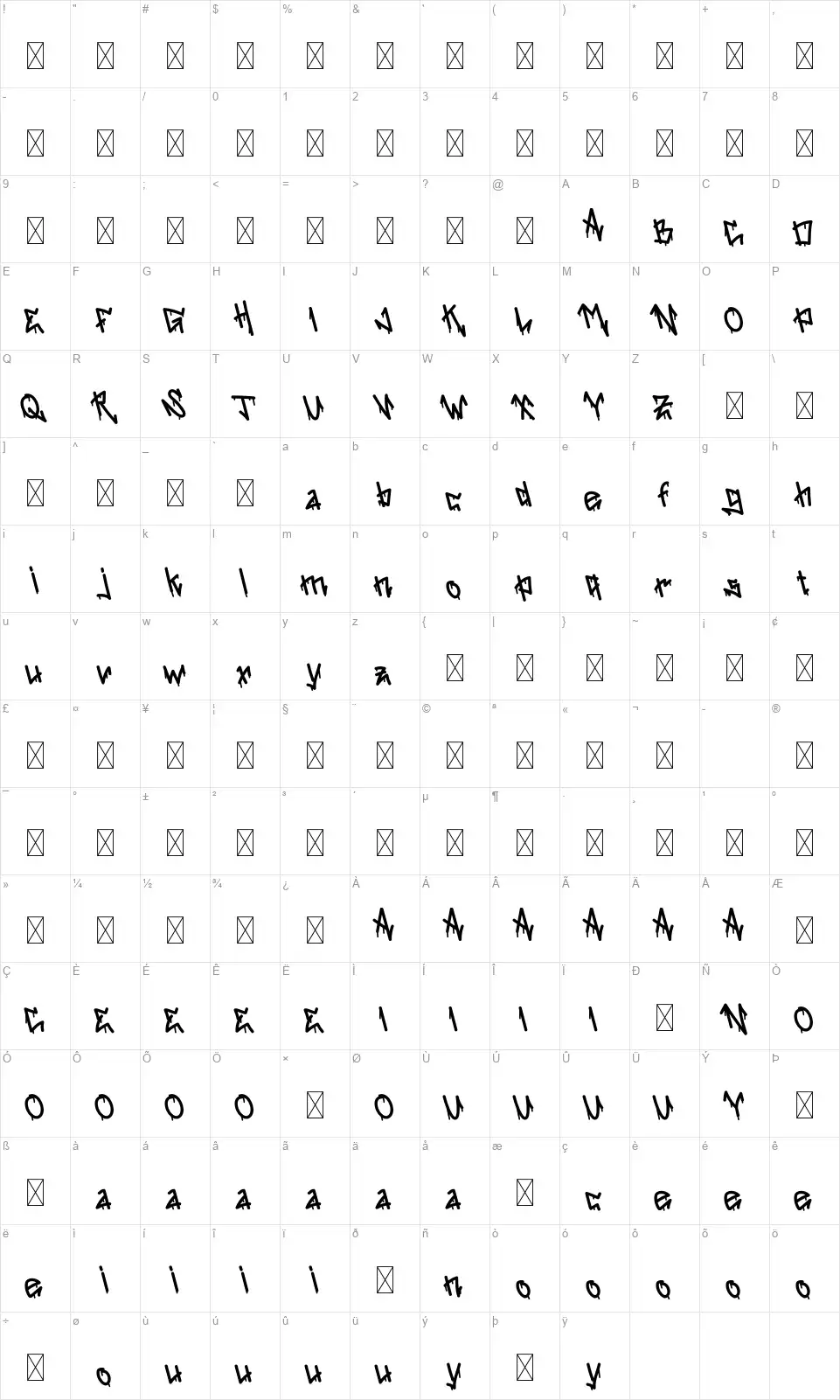Street Toxicfont character map