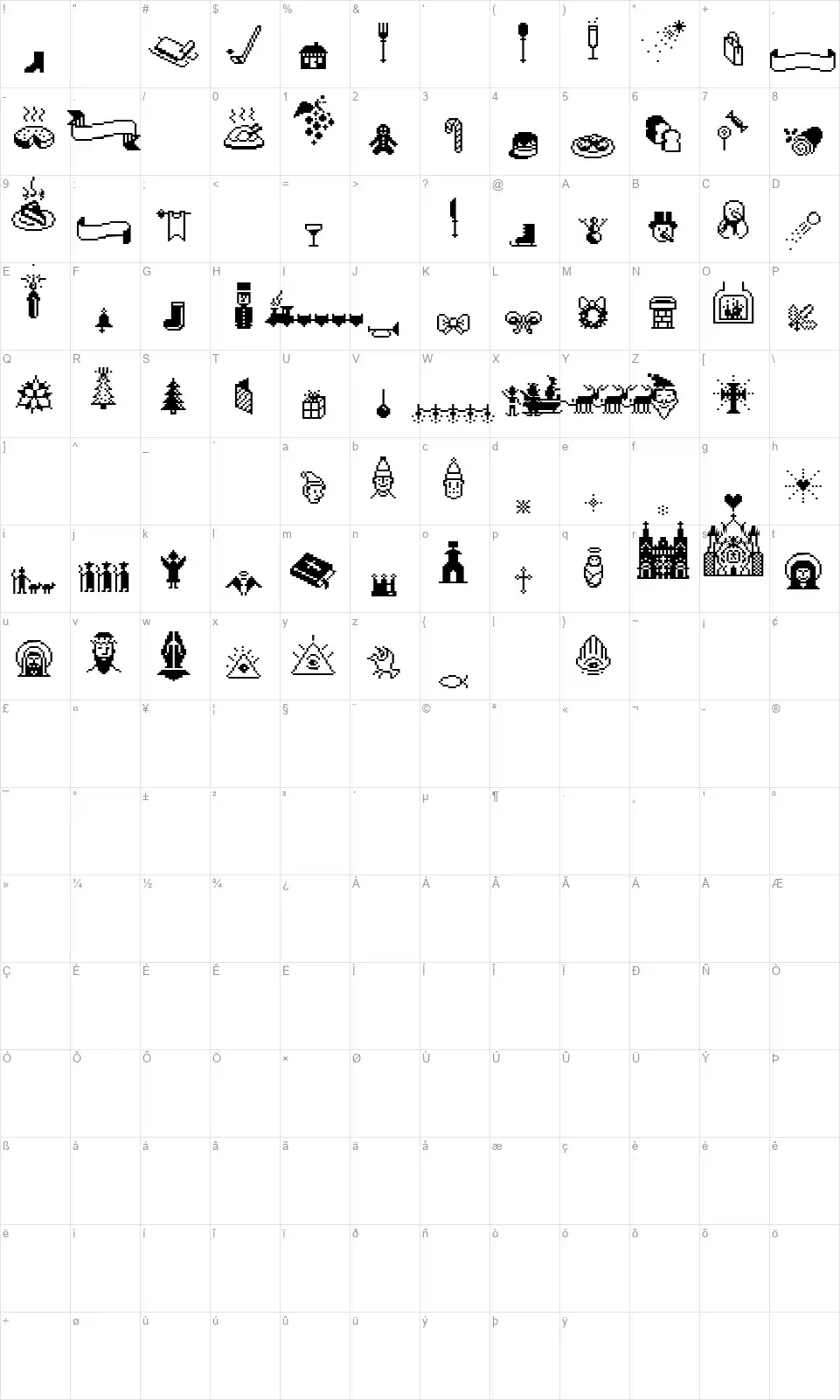 Suboelfont character map