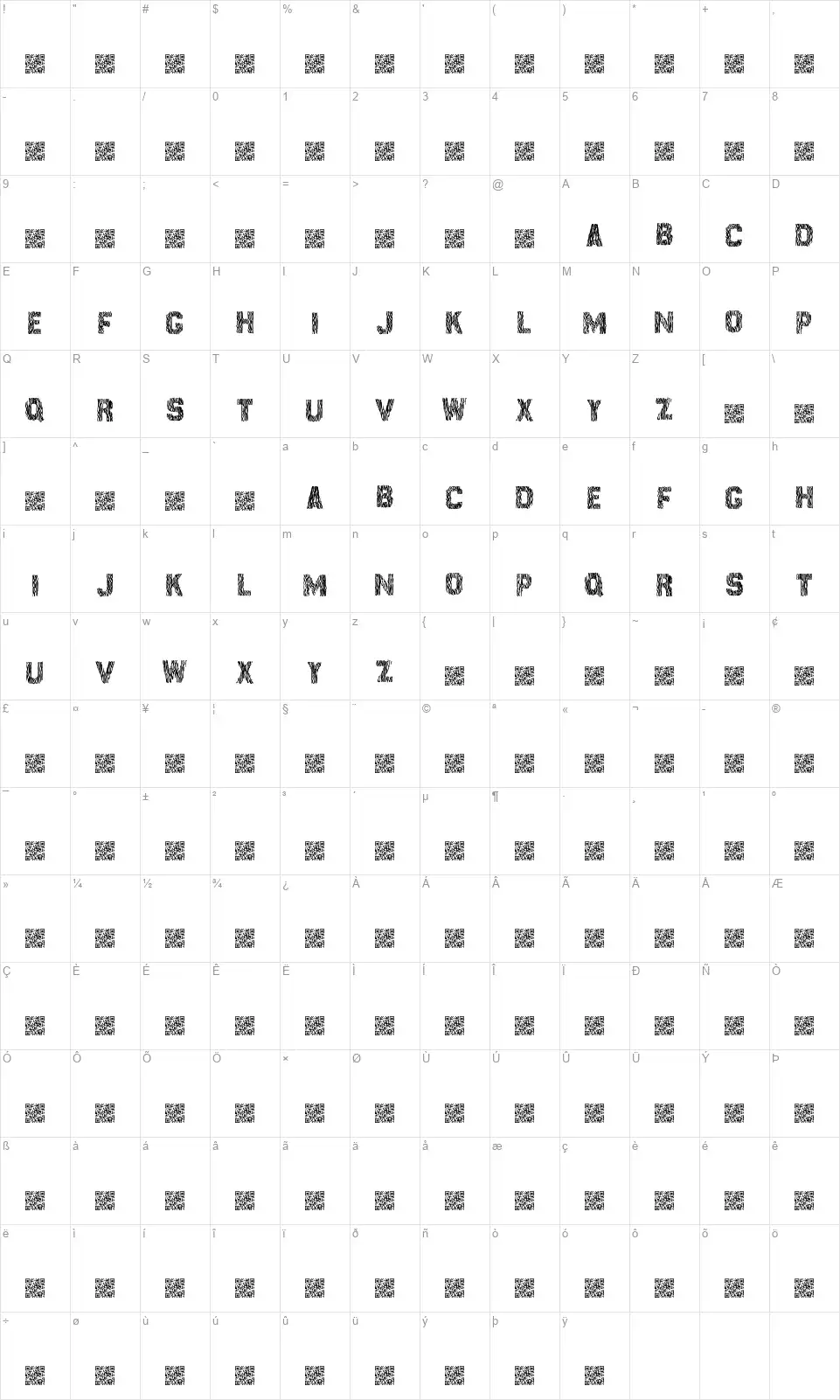 Surf Pointfont character map