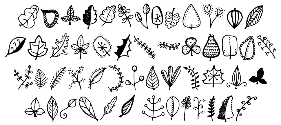 Tanaestel Doodle Leaves 01font specimens