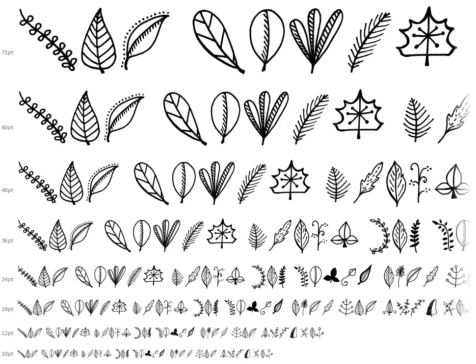Tanaestel Doodle Leaves 01font waterfall