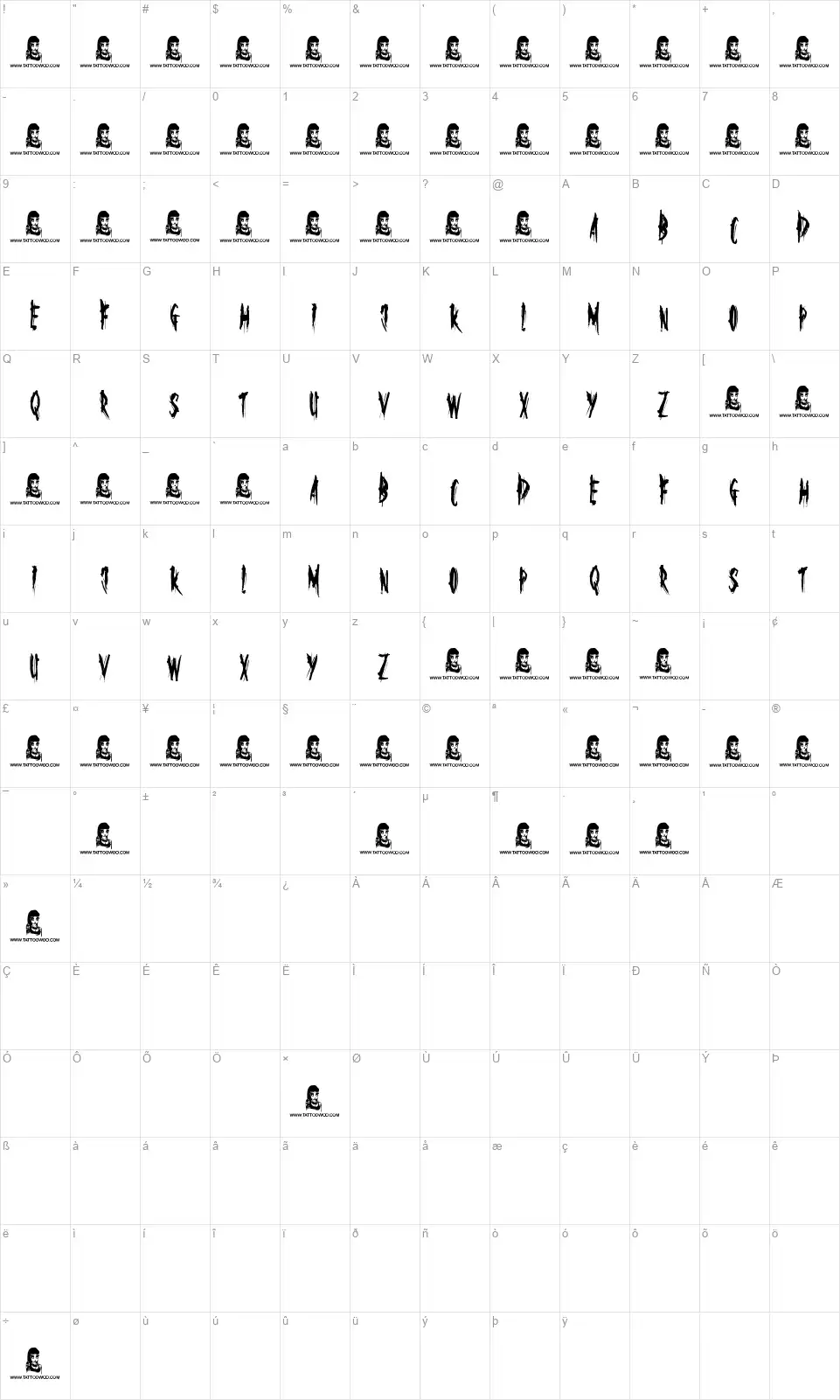 The Others Are Herefont character map