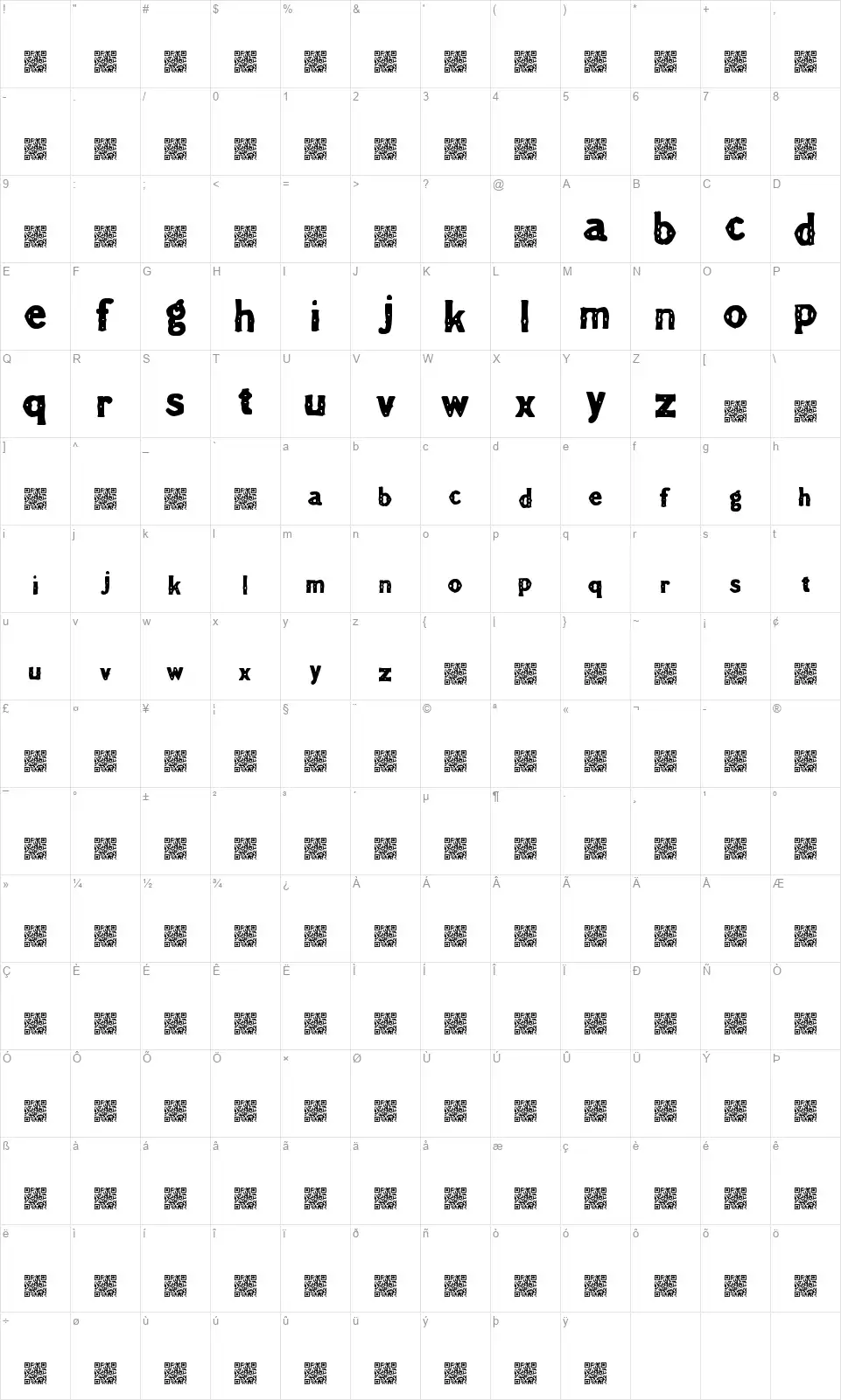 Theater Eventfont character map