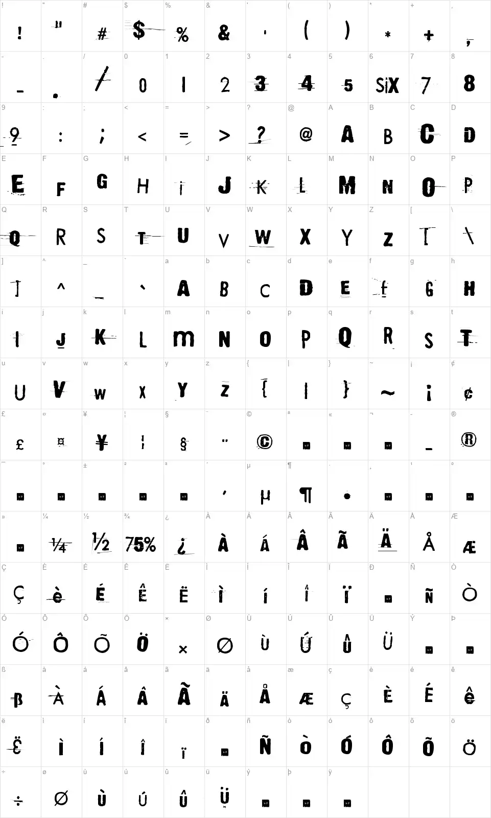 They're coming to take me awayfont character map