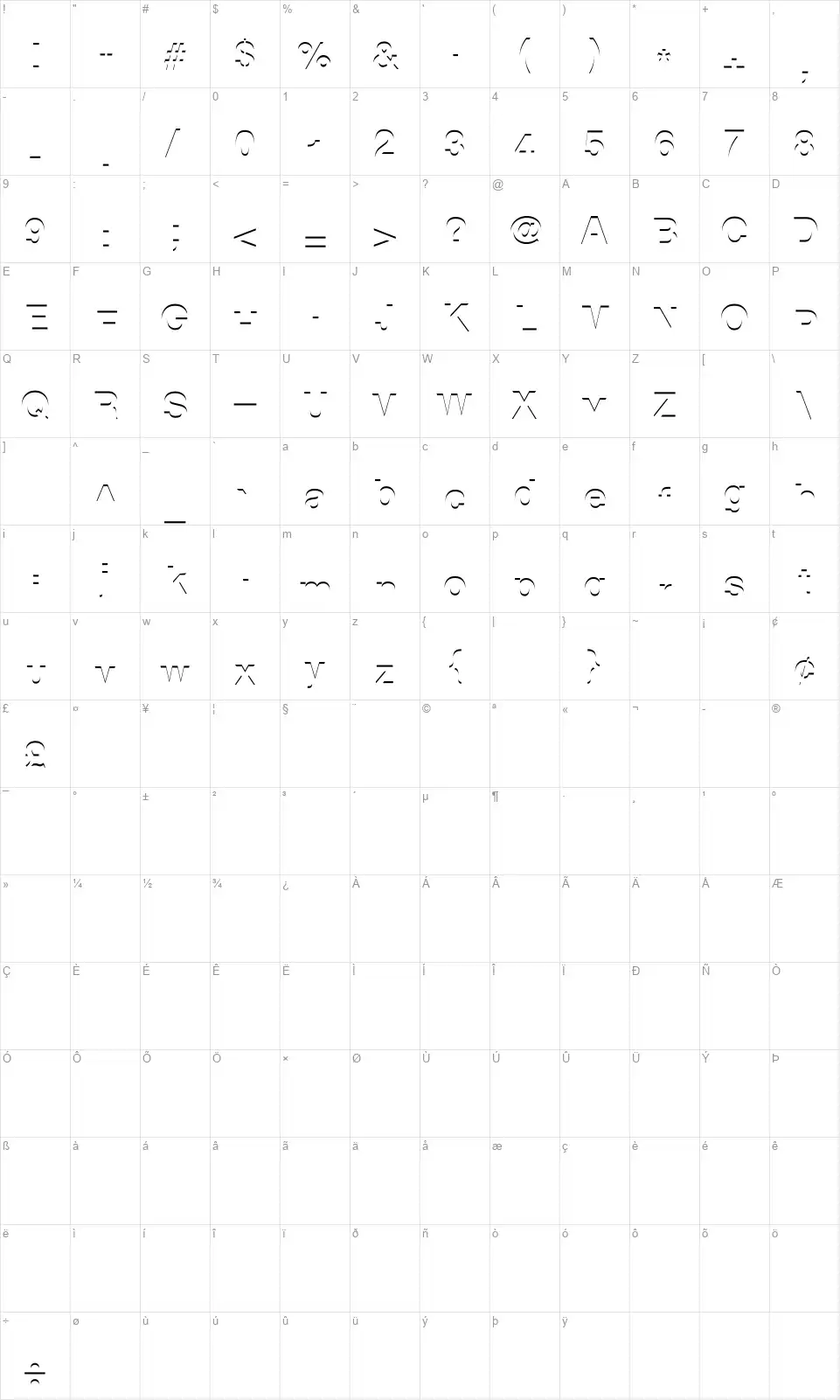 Tip Of Hellfont character map