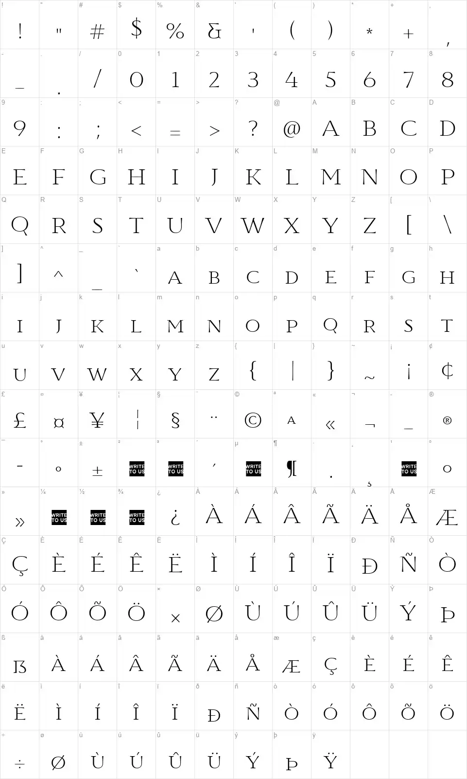 TT Ricordi Marmofont character map