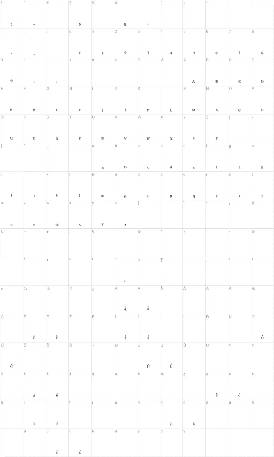 Twenty Somethingfont character map