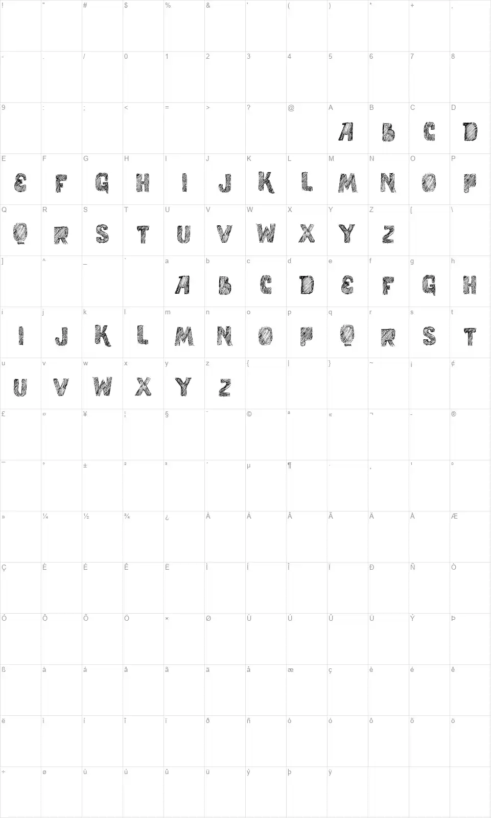 Vtks Studyfont character map