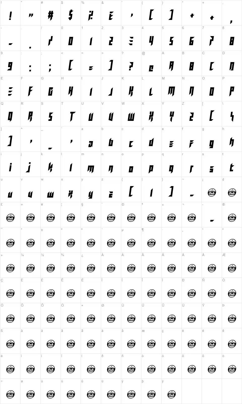 We Used To Be Friendsfont character map