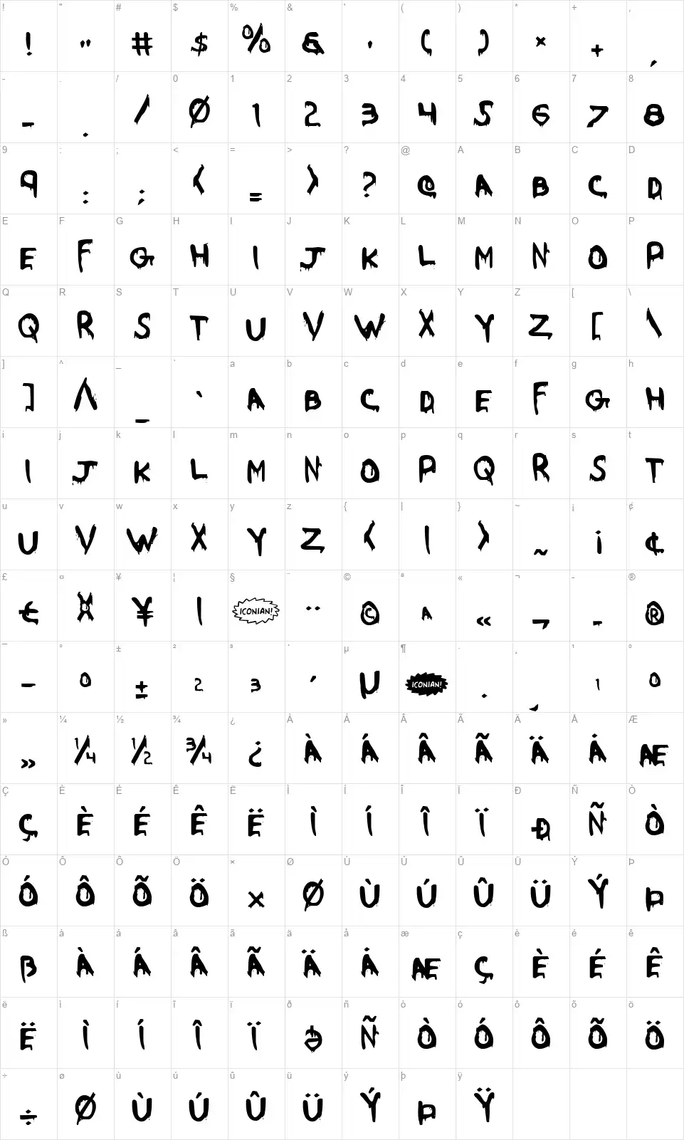 Were Beastfont character map