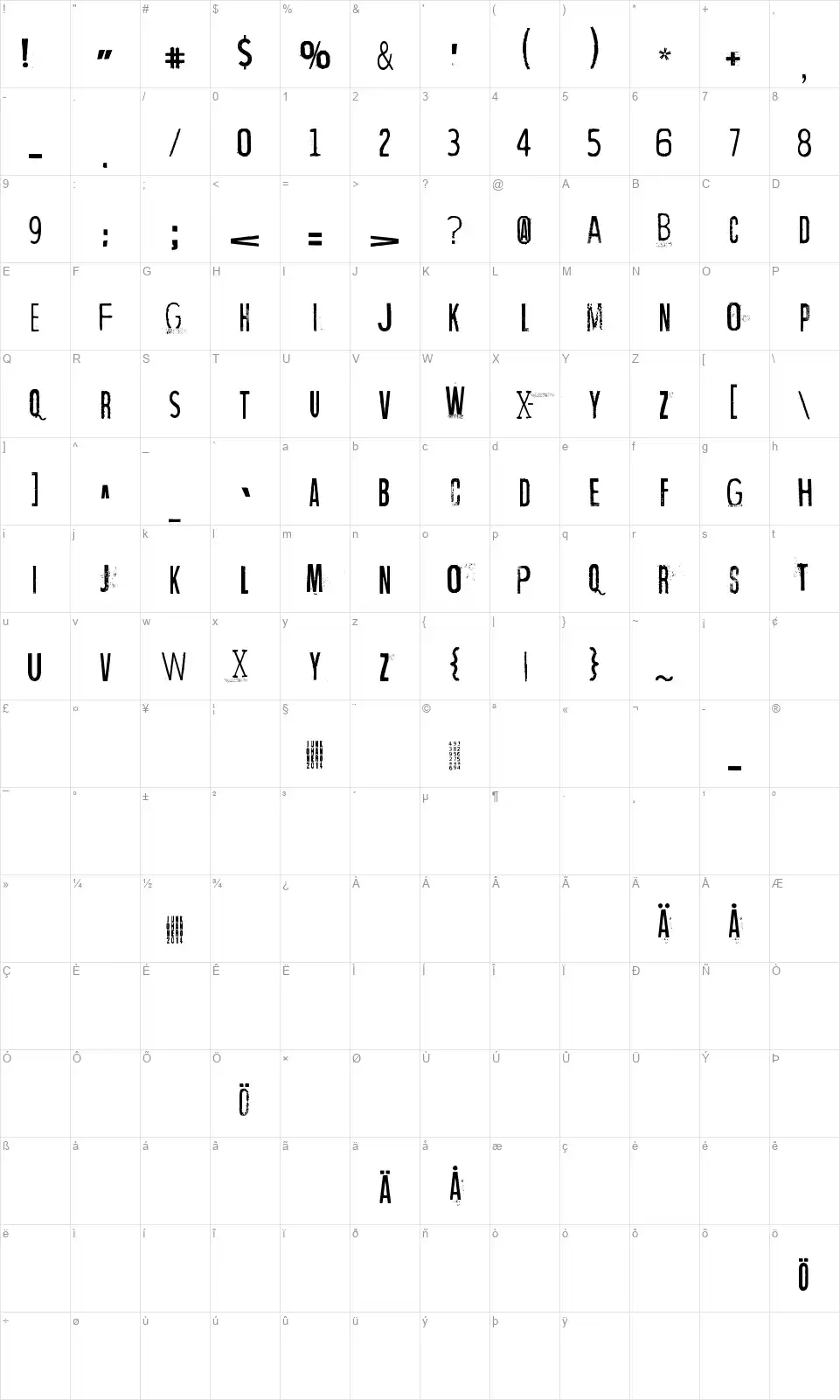 Wrong time, right placefont character map