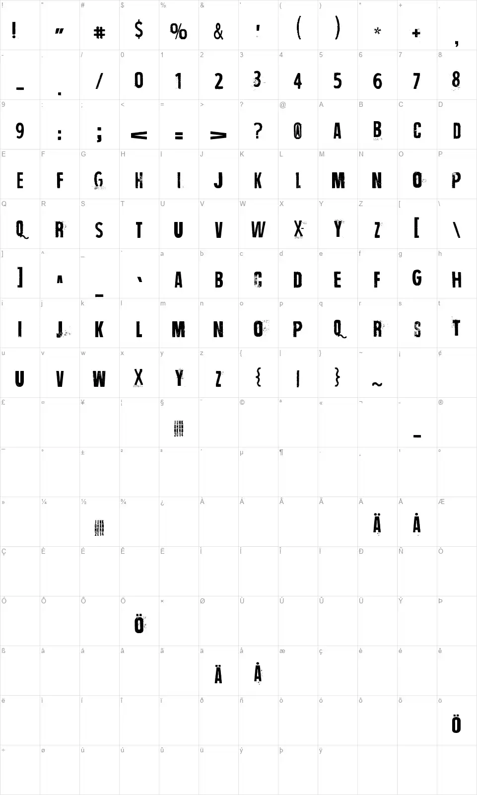 Wrong time, wrong placefont character map