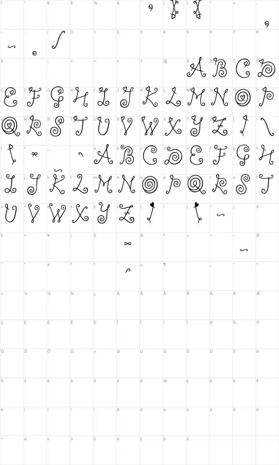 Ylee Dalkom Roll Cakefont character map